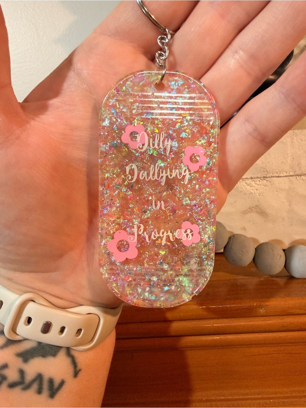 Pink Glitter Keychain Phone Tag - Decorative Accessory